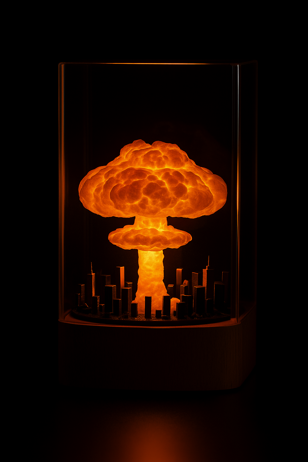 Dark Mushroom Cloud Night Light - Mystical Resin Lamp with Interior Flames | Artistic Ambient Lighting - Papicha H