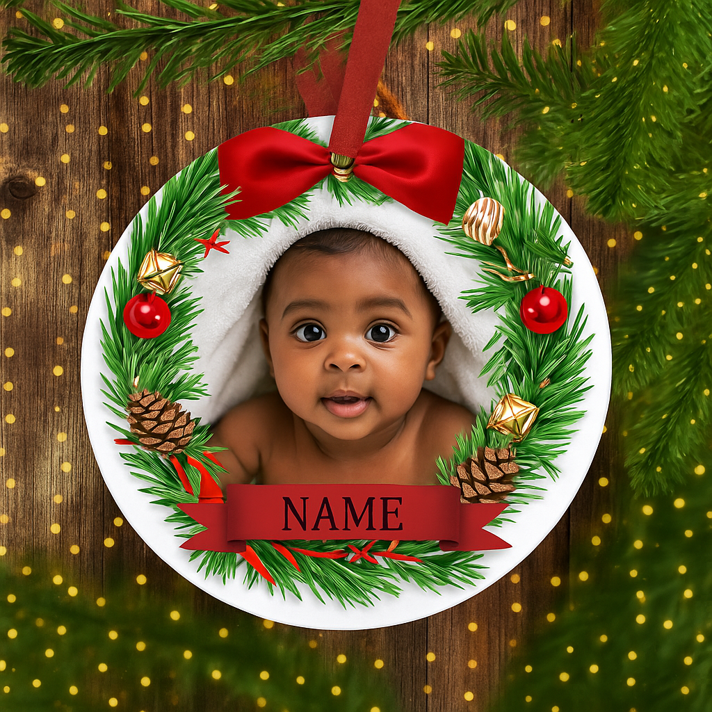 ORNEMENT BÉBÉ NOËL PERSONNALISÉ | Photo Prénom Premier Noël | Baby Ornament PAPICHA H