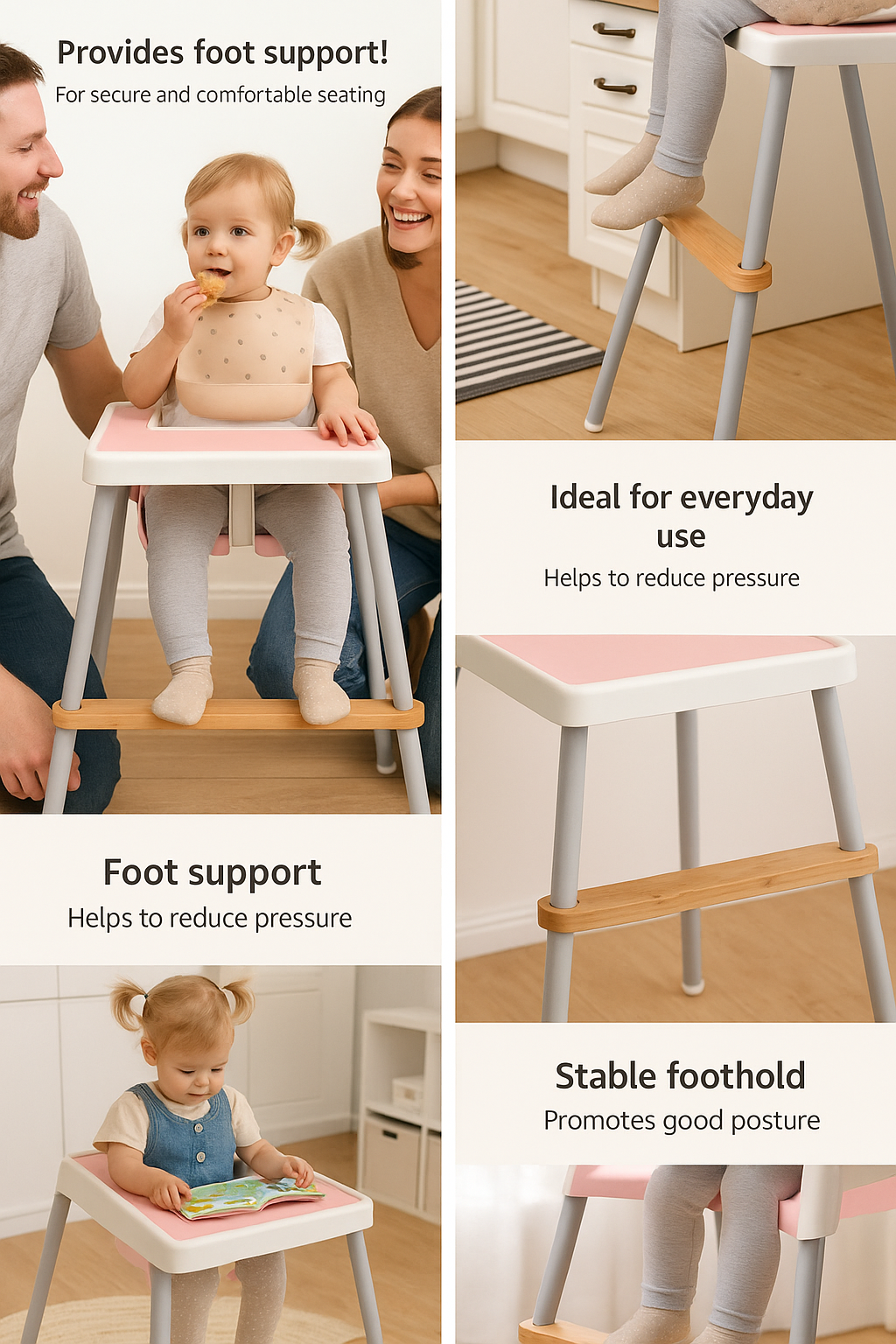 REPOSE-PIEDS BAMBOU CHAISE HAUTE | Confort Ergonomique Bébé | Footrest PAPICHA H
