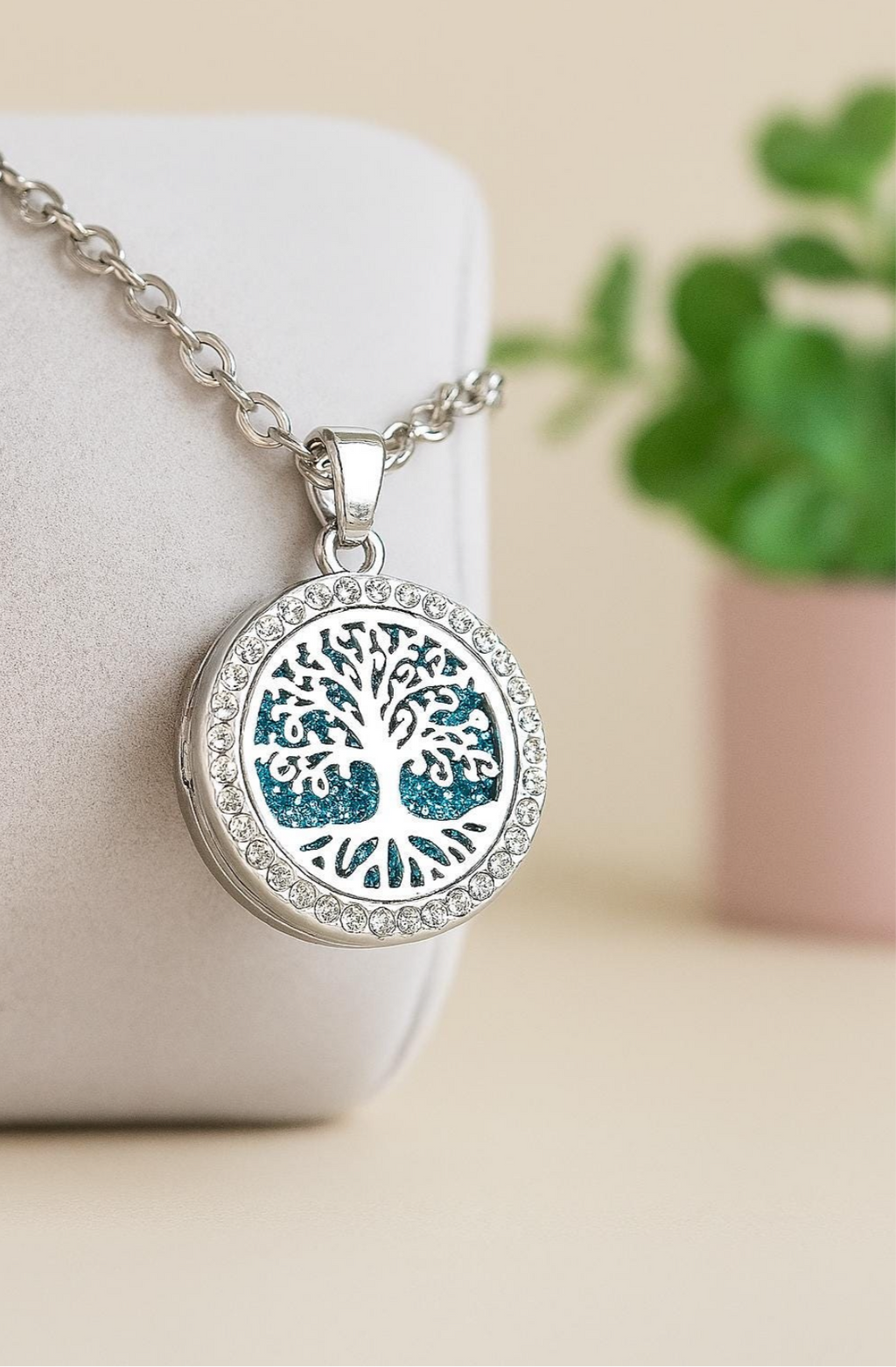 Essential Oil Diffuser Necklace - Tree of Life Aromatherapy Locket | Stainless Steel Scent Jewelry - Papicha H