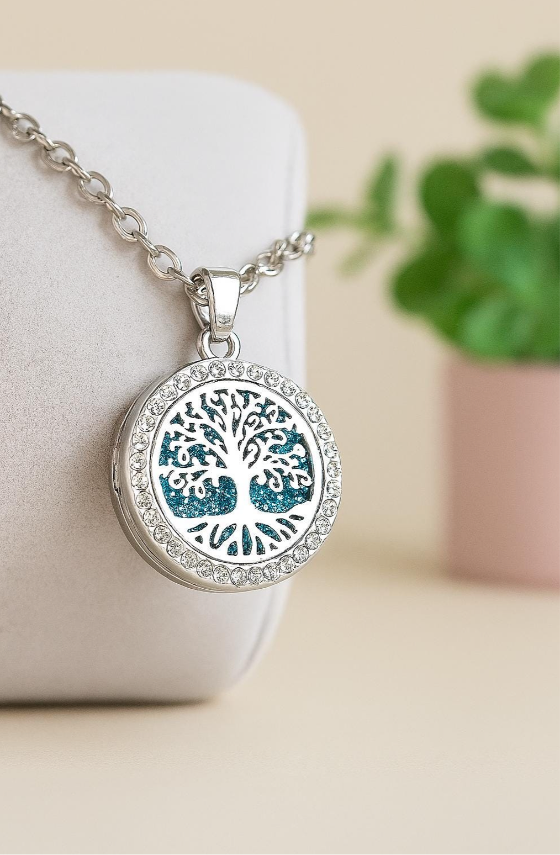 Essential Oil Diffuser Necklace - Tree of Life Aromatherapy Locket | Stainless Steel Scent Jewelry - Papicha H