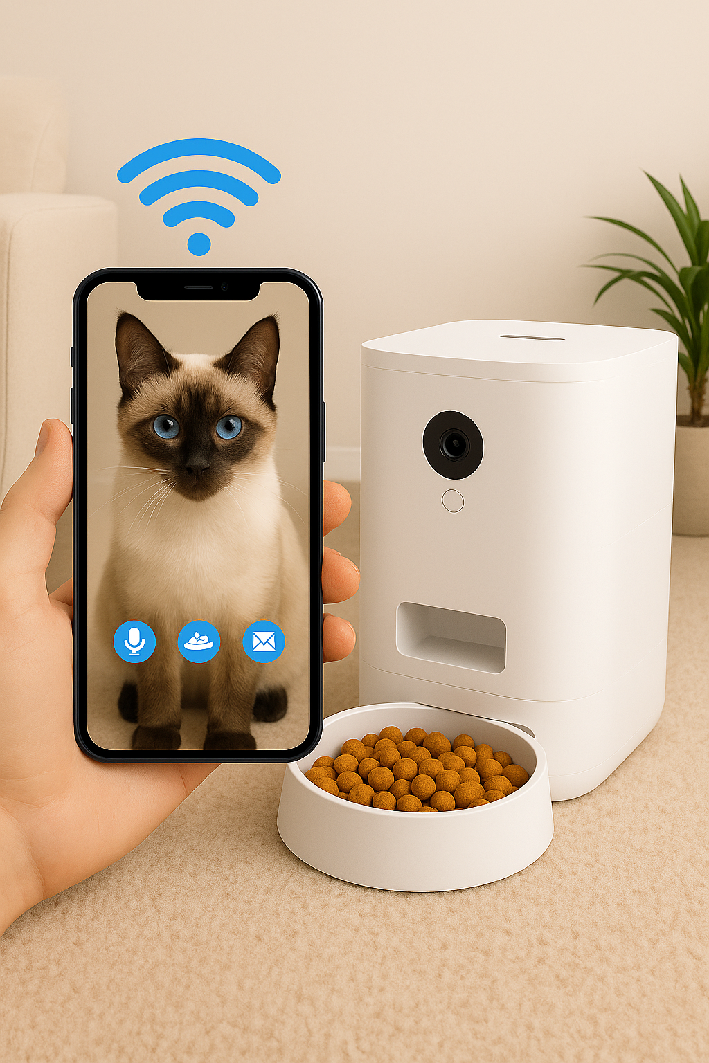 Automatic Pet Feeder with HD Camera - Smart WiFi Pet Food Dispenser | Remote Pet Monitoring - Papicha H