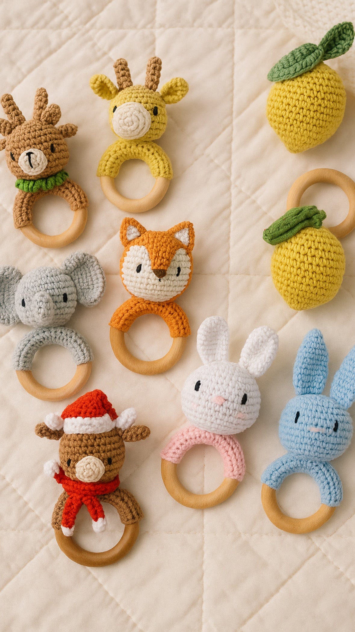 JOUET CROCHET DENTITION| Anneau Bois Animaux | Baby Teething Toy PAPICHA H