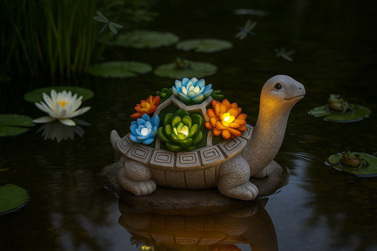 Solar LED Turtle Light - Illuminated Succulent Garden Decor | 8H Auto Lighting Waterproof - Papicha H