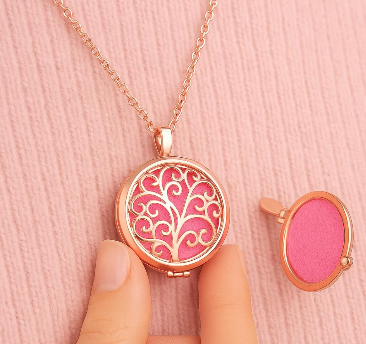 Essential Oil Diffuser Necklace - Tree of Life Aromatherapy Locket | Stainless Steel Scent Jewelry - Papicha H