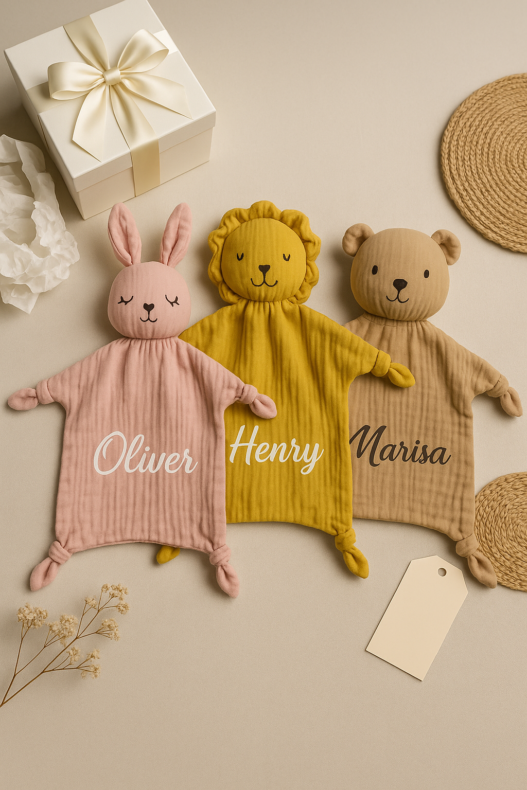 COUVERTURE BÉBÉ PERSONNALISÉE | Mousseline Animal | PAPICHA H Custom Baby