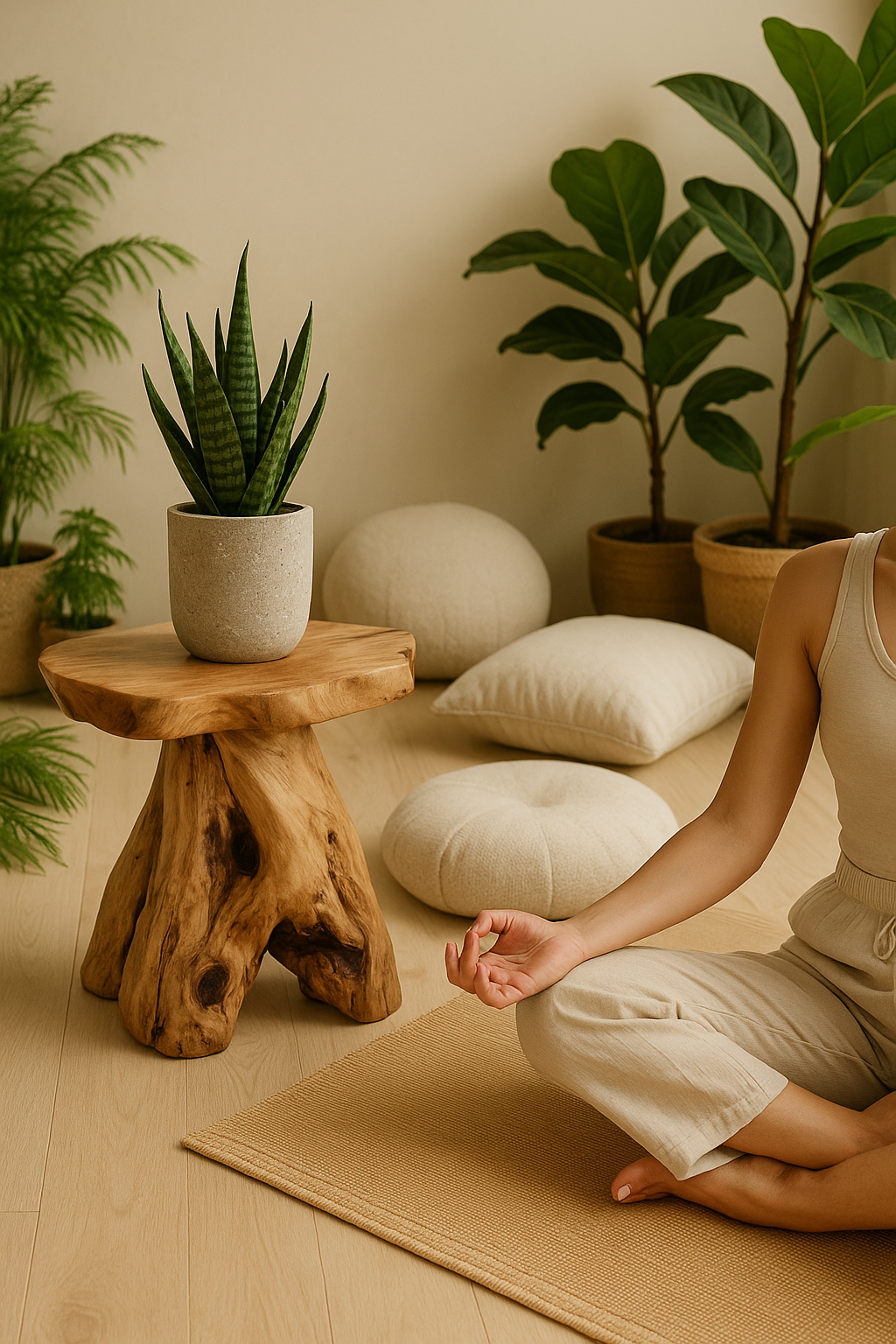 Wood Stool, Rustic Organic Side Table, Handmade Natural Solid Wood Support, Meditation Seat