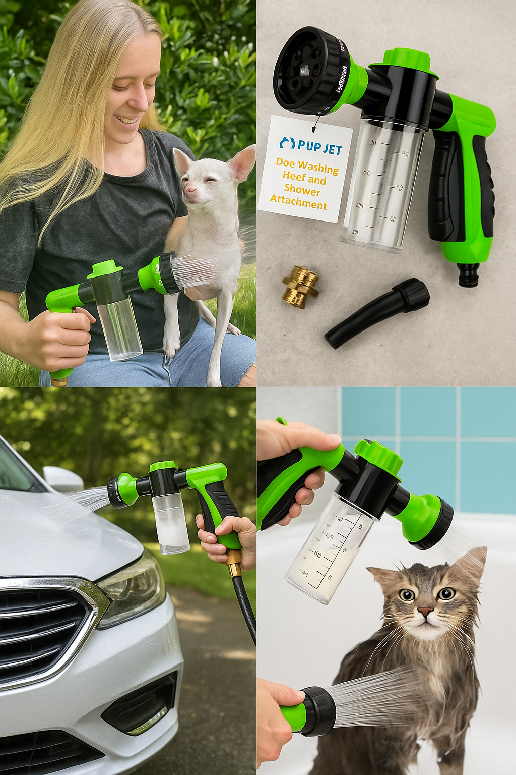Pistolet Lavage Chien 8 Modes - Jet Réglable avec Réservoir Shampoing