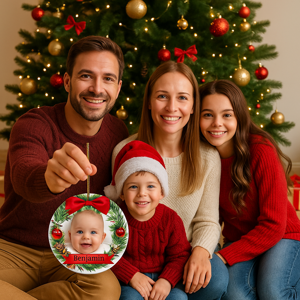 ORNEMENT BÉBÉ NOËL PERSONNALISÉ | Photo Prénom Premier Noël | Baby Ornament PAPICHA H