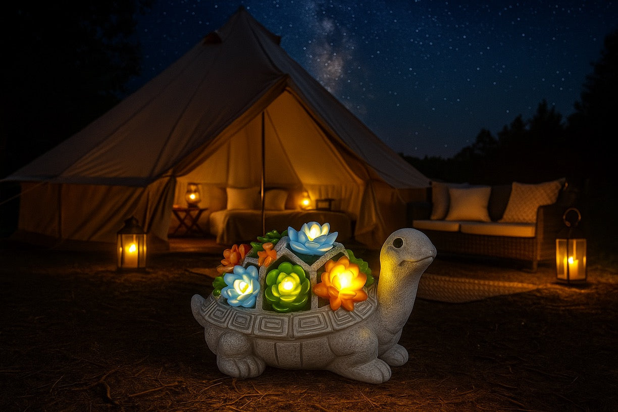 Solar LED Turtle Light - Illuminated Succulent Garden Decor | 8H Auto Lighting Waterproof - Papicha H
