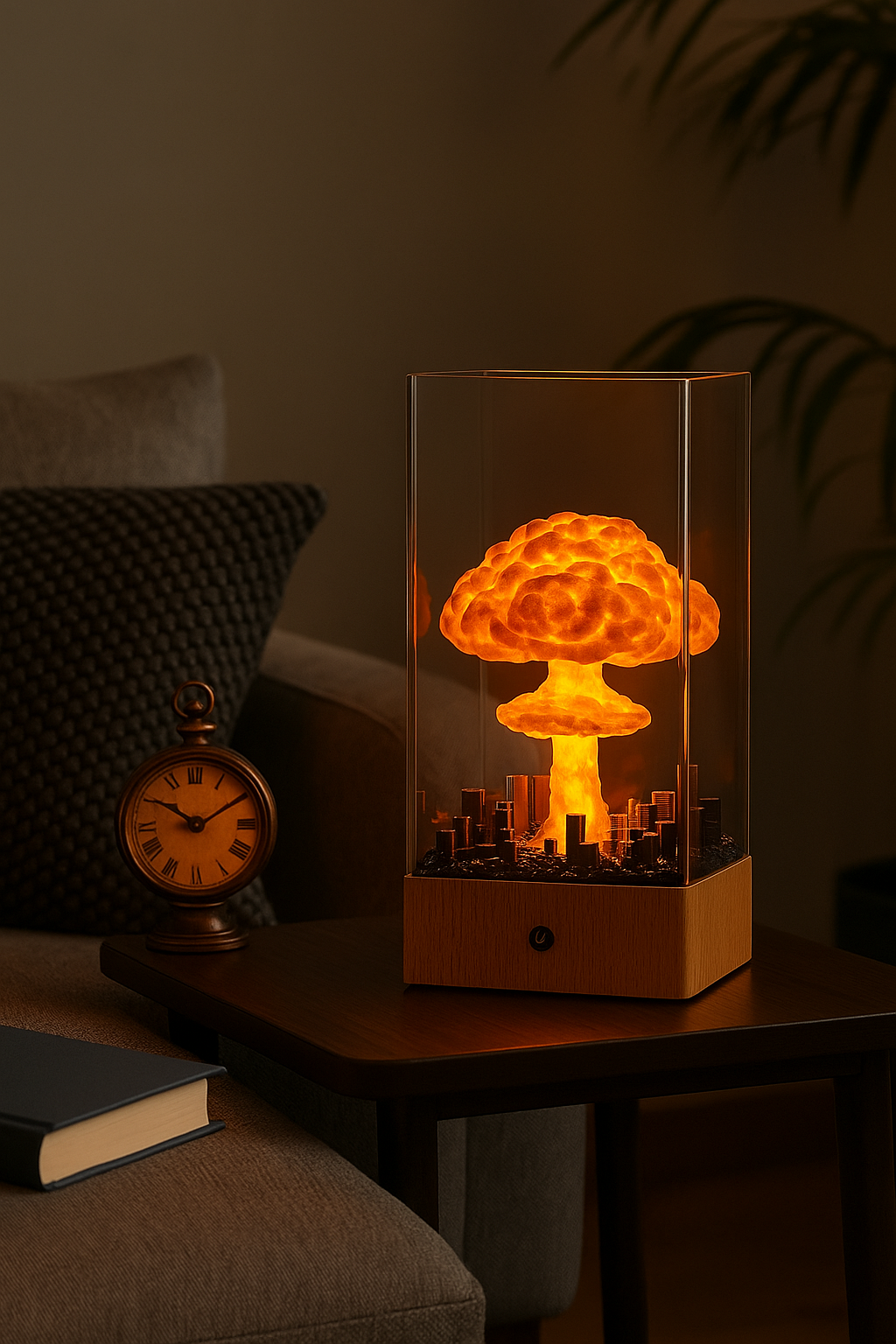 Dark Mushroom Cloud Night Light - Mystical Resin Lamp with Interior Flames | Artistic Ambient Lighting - Papicha H