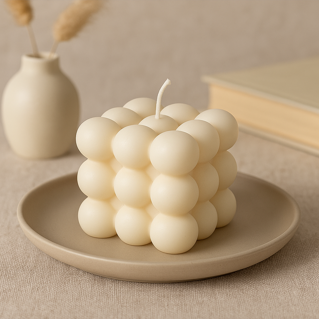 Bubble cube candle- minimalist Végan decor handmade gift