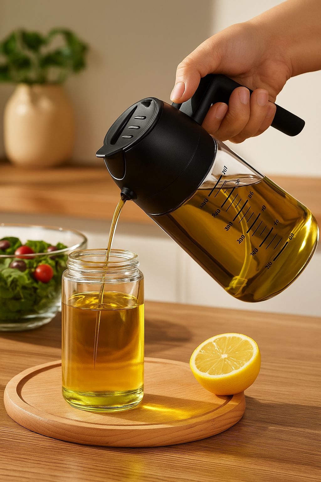 Distributeur Huile 2-en-1 Spray et Verseur - Verre Borosilicate 
