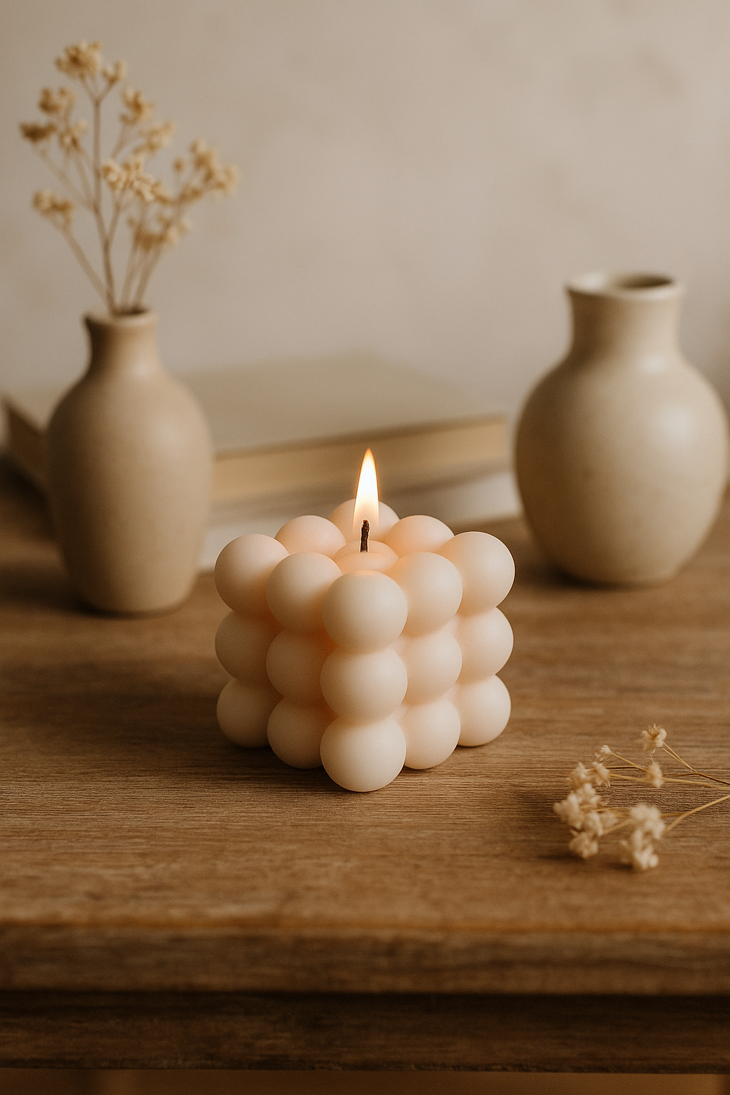 Bubble cube candle- minimalist Végan decor handmade gift