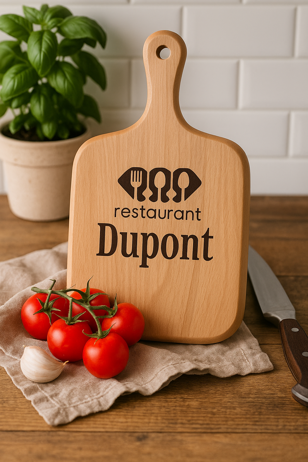 Planche à Découper Personnalisée en Bois de Hêtre – Gravure Nom ou Logo Offert | Cadeau Unique Cuisine & BBQ | Personalisable Chef / Restaurant / Maison-Personalized Beechwood Cutting Board – Free Engraving of Name or Logo | Unique Kitchen & BBQ Gift | Cu