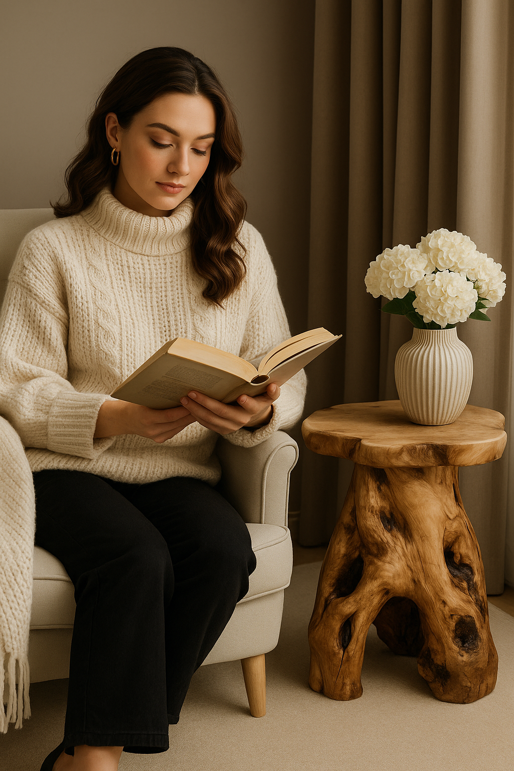 Wood Stool, Rustic Organic Side Table, Handmade Natural Solid Wood Support, Meditation Seat