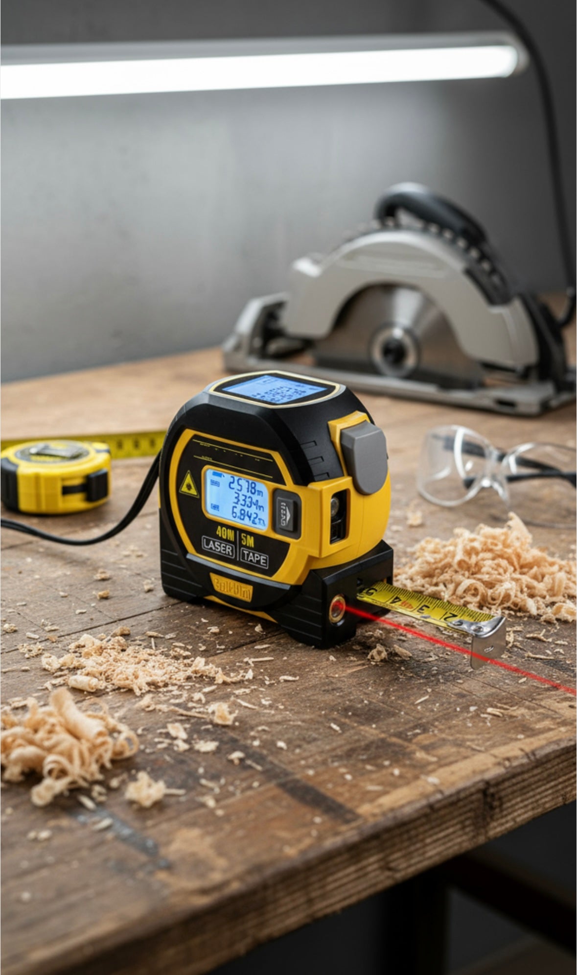 Mètre Laser Professionnel 60M + Ruban 5M - Précision ±2mm - IP54 