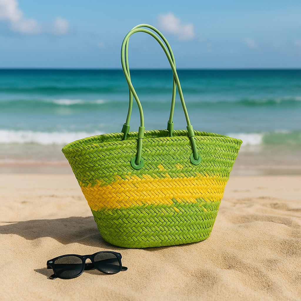Sac Raphia Boho Chic Naturel - Anses Cuir Synthétique | Sac Boho en Raphia Naturel 