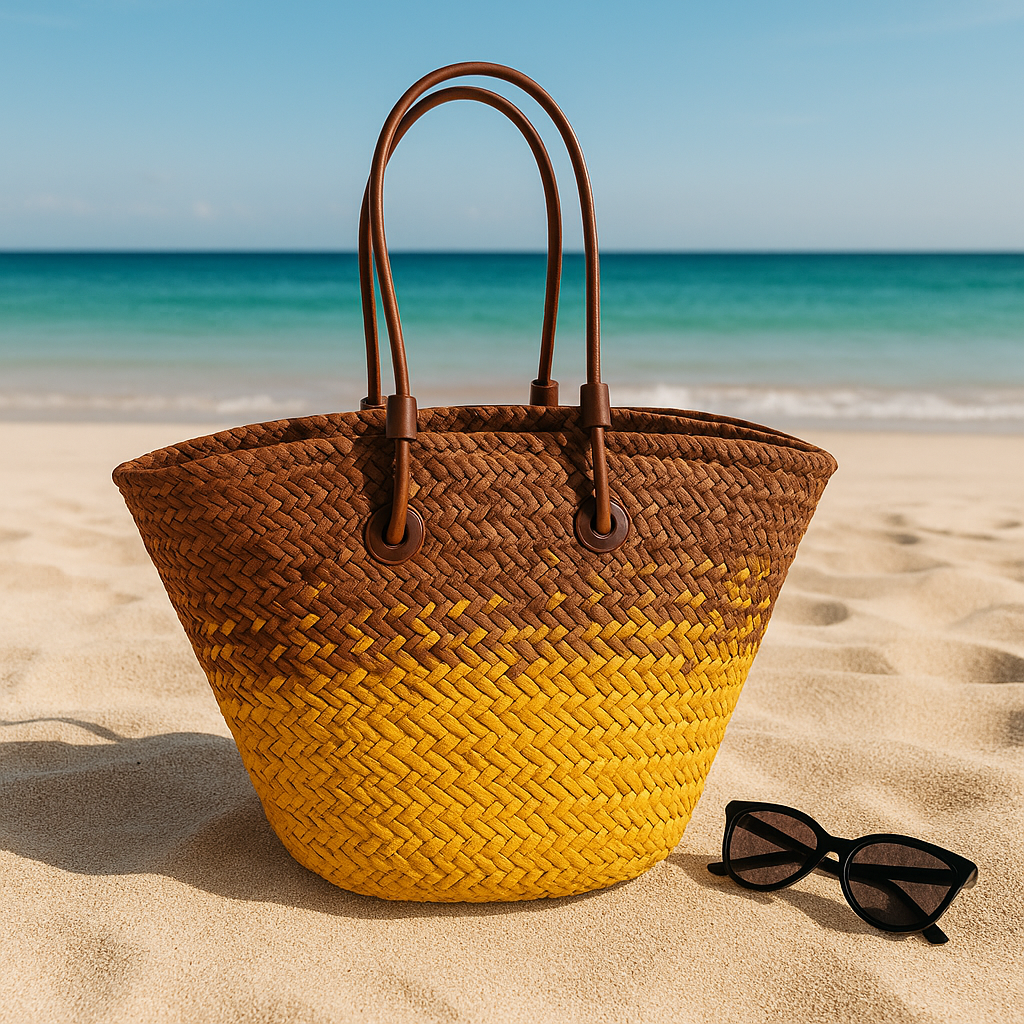 Sac Raphia Boho Chic Naturel - Anses Cuir Synthétique | Sac Boho en Raphia Naturel 