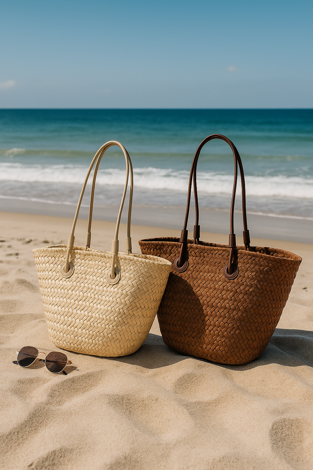 Sac Raphia Boho Chic Naturel - Anses Cuir Synthétique | Sac Boho en Raphia Naturel 