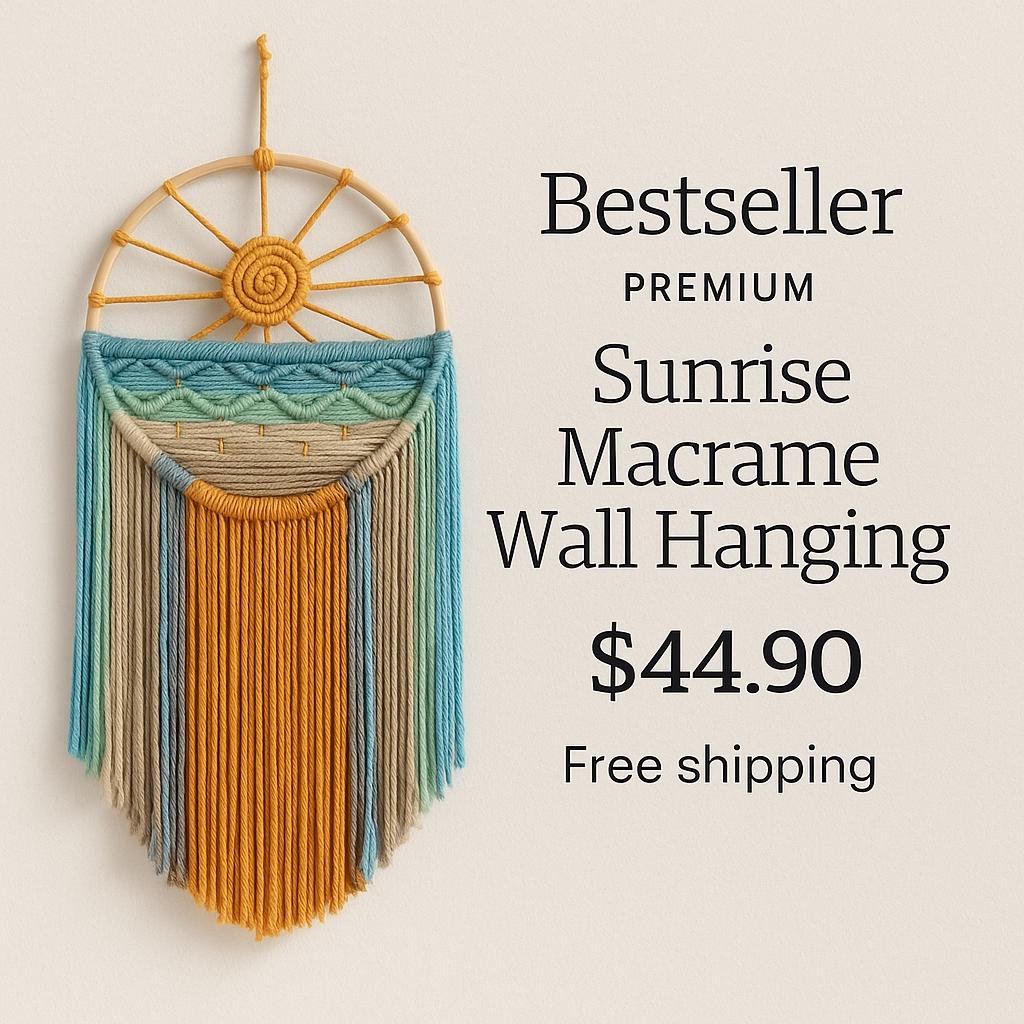 Boho Macrame Wall Hanging – Vertical Rainbow Tapestry in Cotton | Handmade Woven Wall Decor