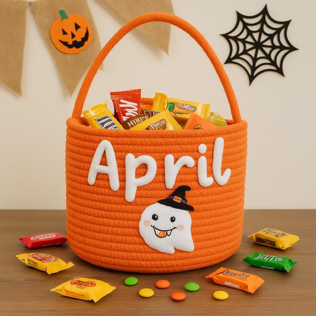 PANIER HALLOWEEN PERSONNALISÉ Prénom Brodé | PAPICHA H Spooky Basket