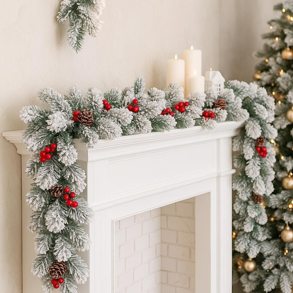 DÉCORATION NOËL MANTEAU | Guirlande Givrée Pommes Pin | PAPICHA H Christmas