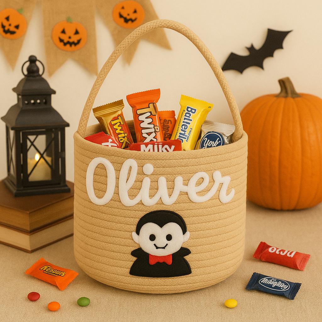 PANIER HALLOWEEN PERSONNALISÉ Prénom Brodé | PAPICHA H Spooky Basket