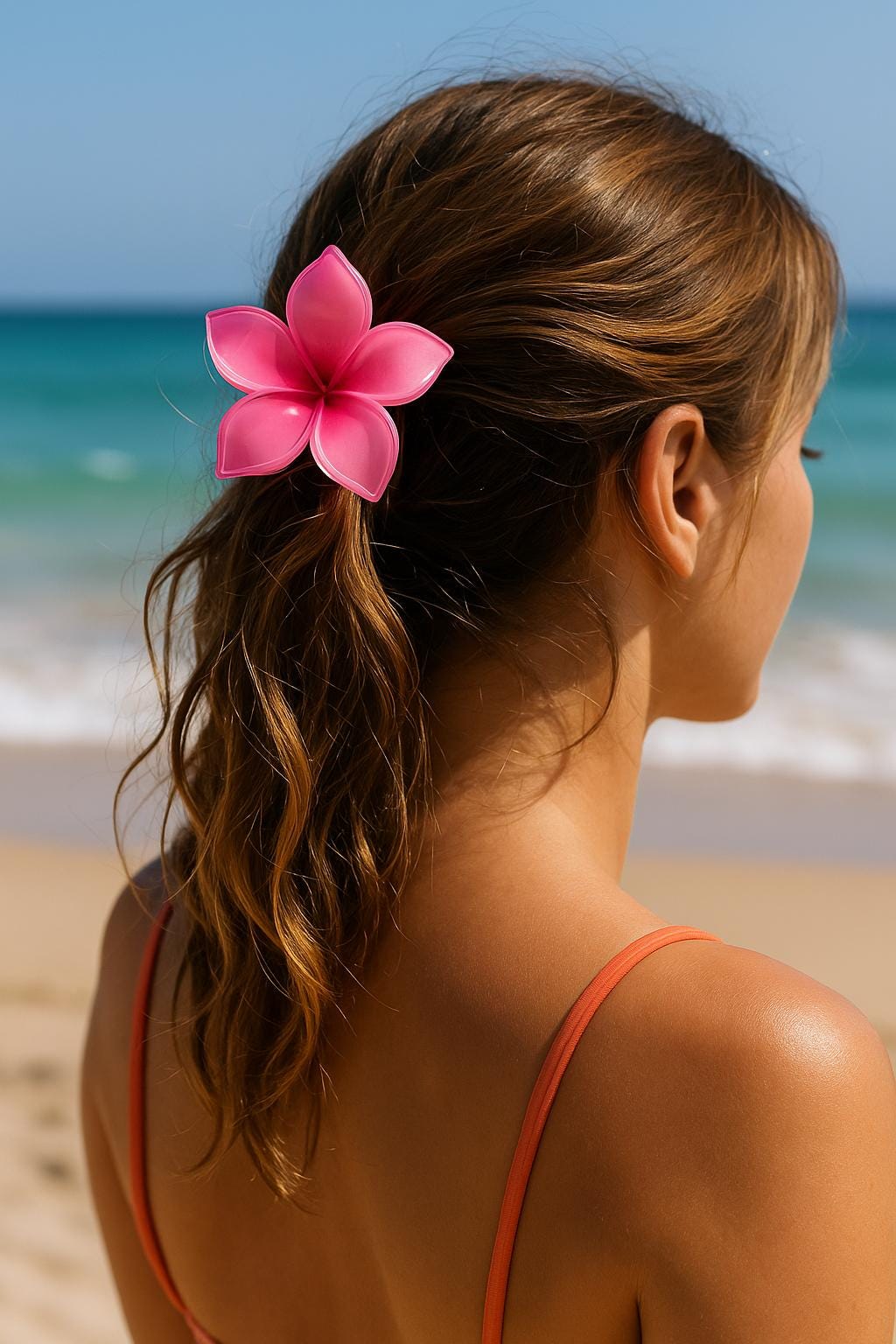 🌺 Barrette Fleur Tropicale Rose/Jaune - Pince Cheveux Hawaïenne Adulte | Tropical Flower Hair Clip Pink/Yellow - Adult Hawaiian Claw 🌴