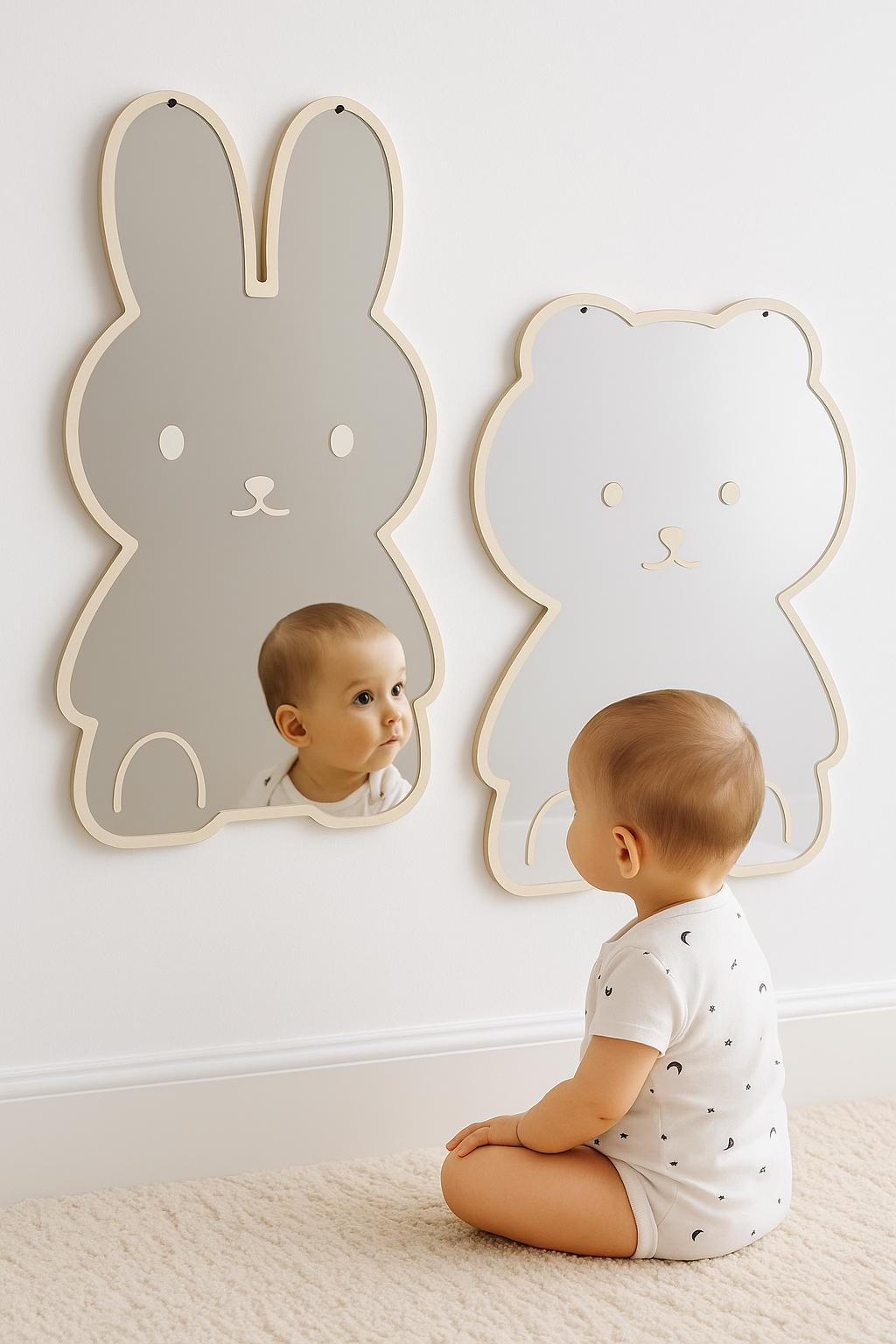 MIROIR DÉVELOPPEMENT BÉBÉ | Bois Acrylique Sécurisé | Miroir bébé