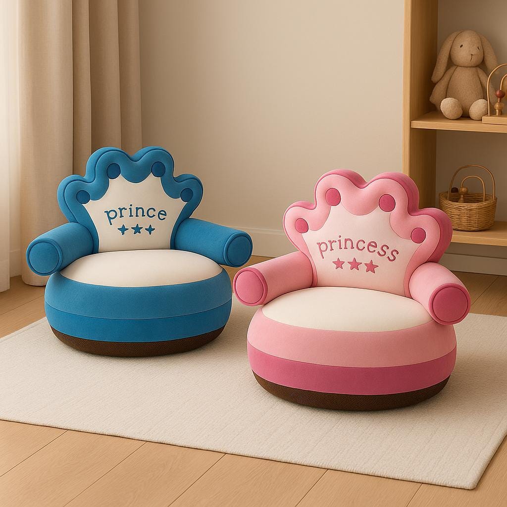 Fauteuil Royal Bébé Couronne Princesse Prince | Chaise en peluche Royal Baby - Canapé d'apprentissage doux 