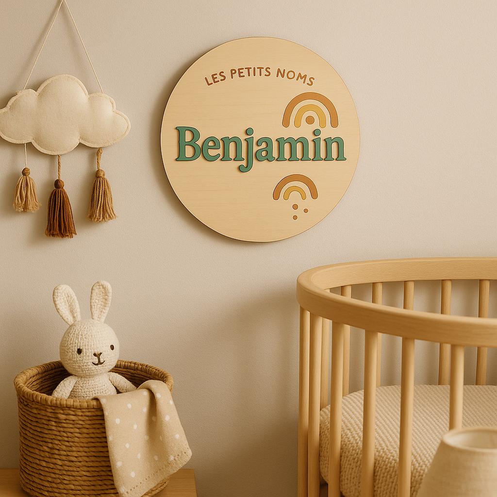 Panneau Prénom Bébé Personnalisé en Bois - Décoration Chambre Enfant Gravé
