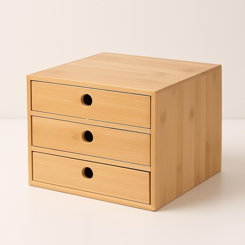 ORGANISATEUR BUREAU BAMBOU | 3 Tiroirs Minimalistes | PAPICHA H Bureau 