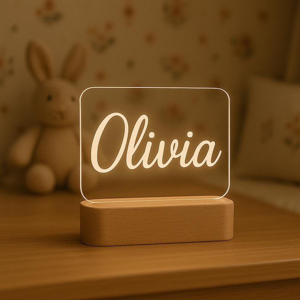 LAMPE LED PRÉNOM PERSONNALISÉE  | Veilleuse Bois Acrylique | Custom Name Light PAPICHA H