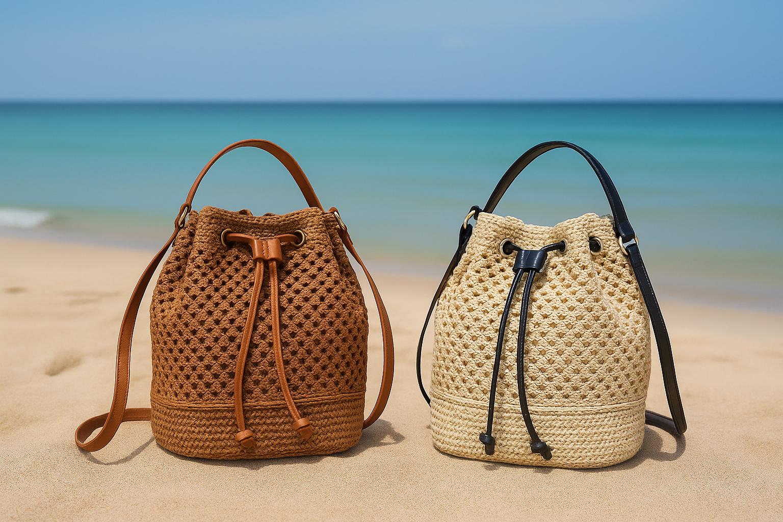 Sac de Plage Beige Boho Femme - Raphia Tressé Coton | Sac de Plage Boho Beige Femme - Coton Raphia Tissé