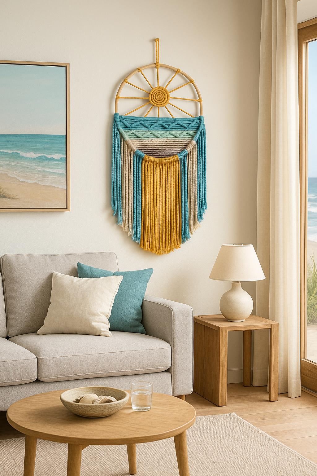 Boho Macrame Wall Hanging – Vertical Rainbow Tapestry in Cotton | Handmade Woven Wall Decor