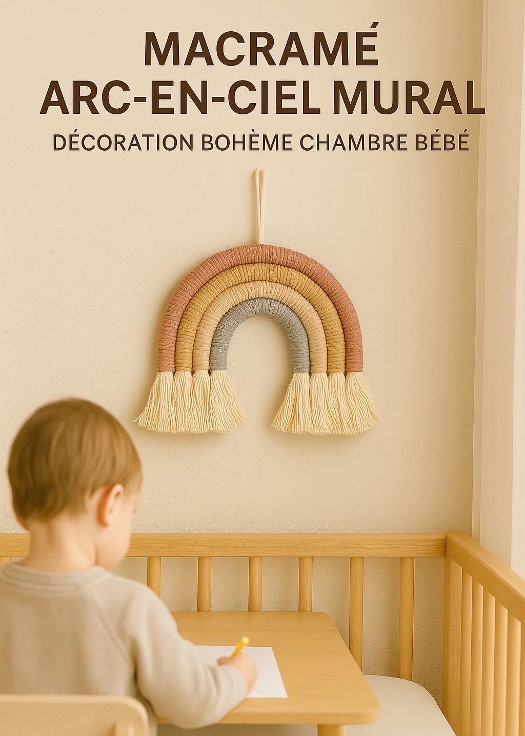 Rainbow Macrame Wall Hanging – Boho Nursery Decor for Baby & Kids Room – Handmade Gift Idea