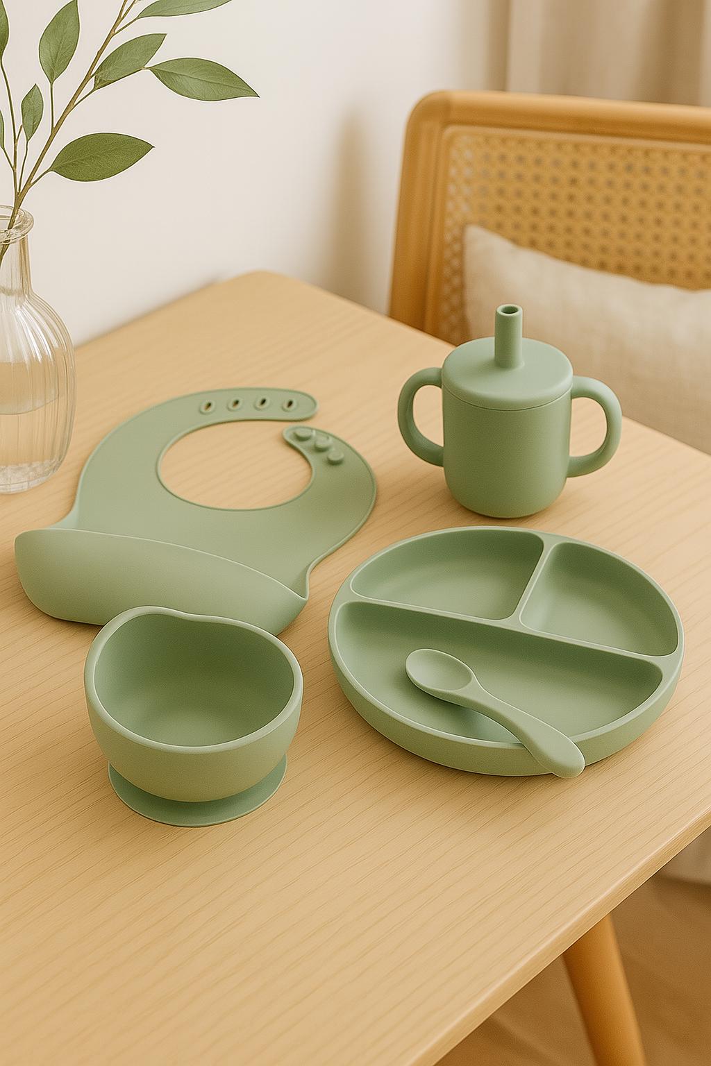 SET SILICONE BÉBÉ| BABY FEEDING SET - BOL + BAVOIR + ASSIETTE