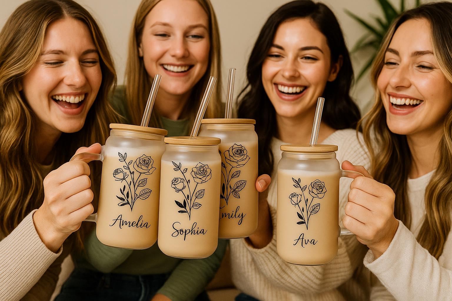 GOBELET VERRE PERSONNALISÉ | Design Floral 16oz | Glass Tumbler PAPICHA H