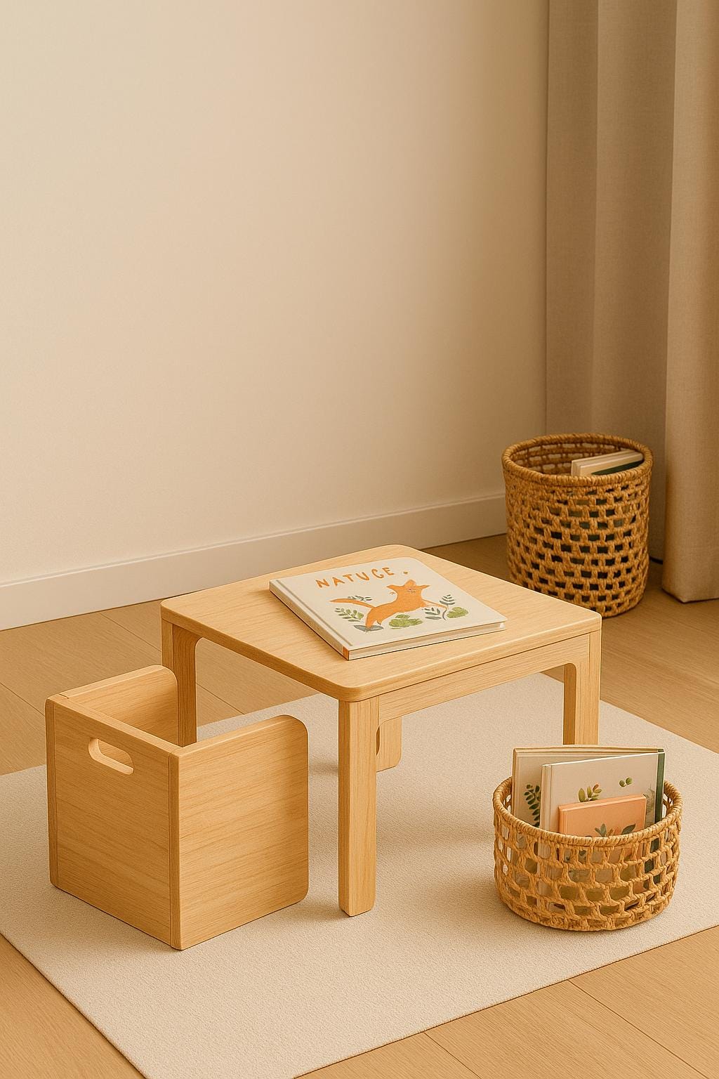 Ensemble bureau et chaises en bois – Mobilier convertible 3 en 1 pour enfants – Table d'apprentissage style tout-petit