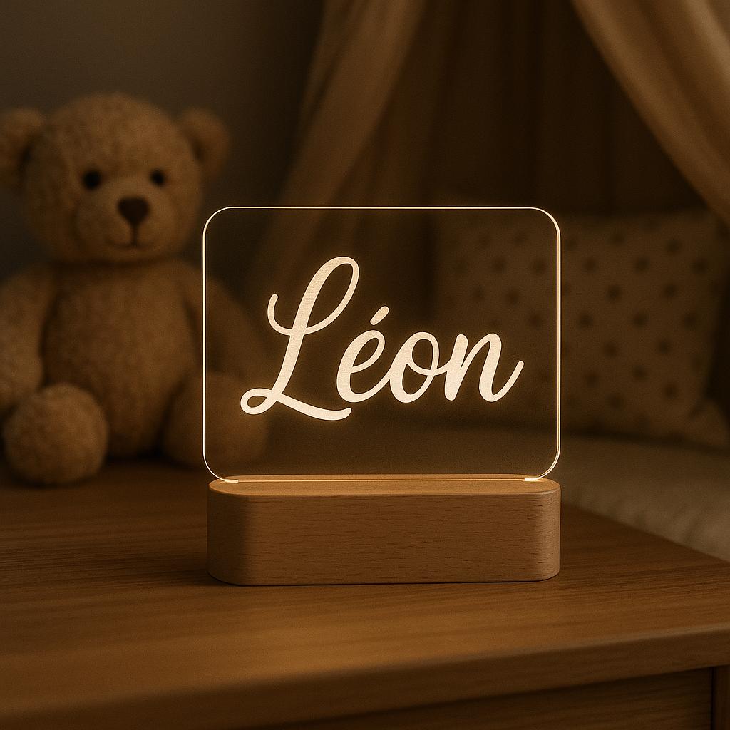 LAMPE LED PRÉNOM PERSONNALISÉE  | Veilleuse Bois Acrylique | Custom Name Light PAPICHA H