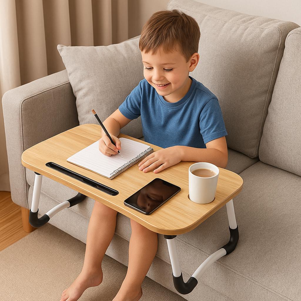 Bureau pliable rose et bleu pour enfants – Table multifonction portable pour les devoirs, la lecture et le dessin 