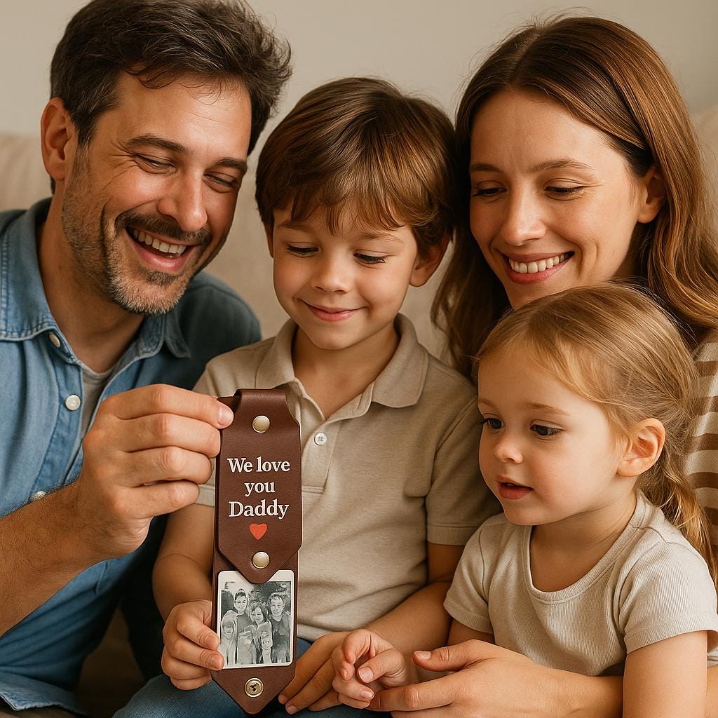 Porte-clés Photo Cuir Marron - Gravure Personnalisée | Brown Leather Photo Keychain - Custom Engraving