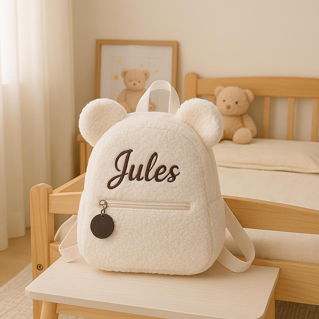 Personalized Teddy Bear Backpack with Name – Soft Plush Kids Bag | Custom Preschool Gift for Baby, Toddler, Daycare, Nursery