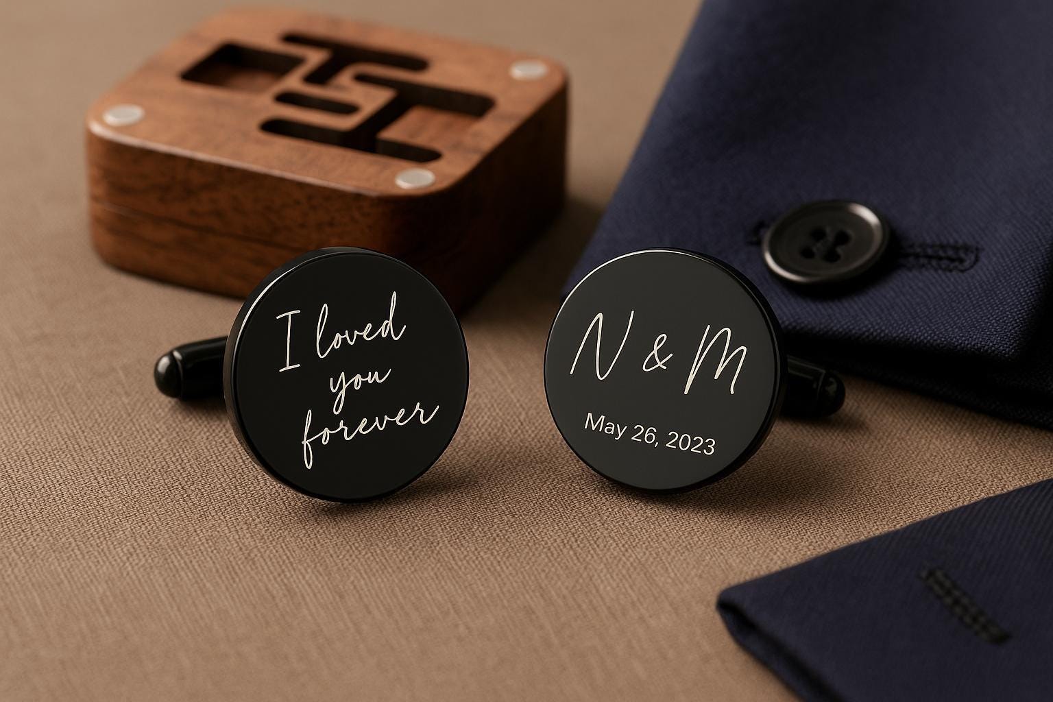 Boutons Manchette Père Mariée Or - Gravure Personnalisée Homme | Father Bride Cufflinks Gold - Men's Personalized Engraving