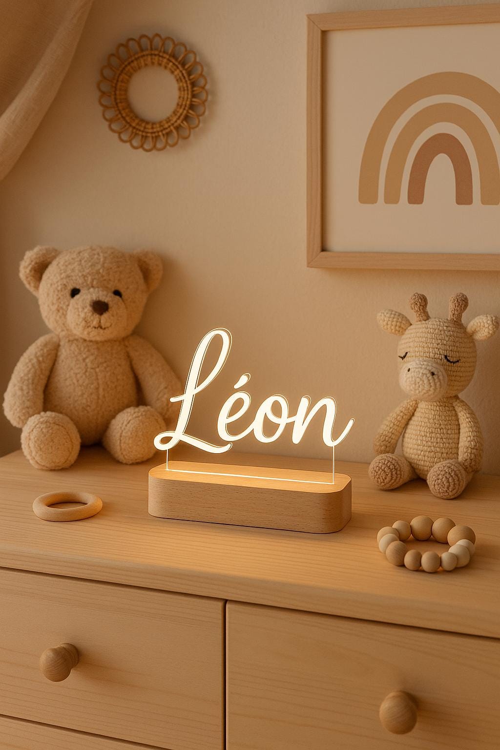 LAMPE LED PRÉNOM PERSONNALISÉE  | Veilleuse Bois Acrylique | Custom Name Light PAPICHA H