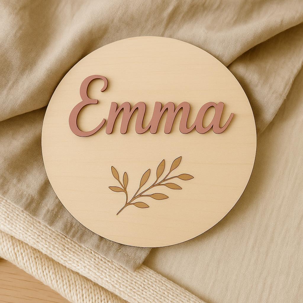 Panneau Prénom Bébé Personnalisé en Bois - Décoration Chambre Enfant Gravé