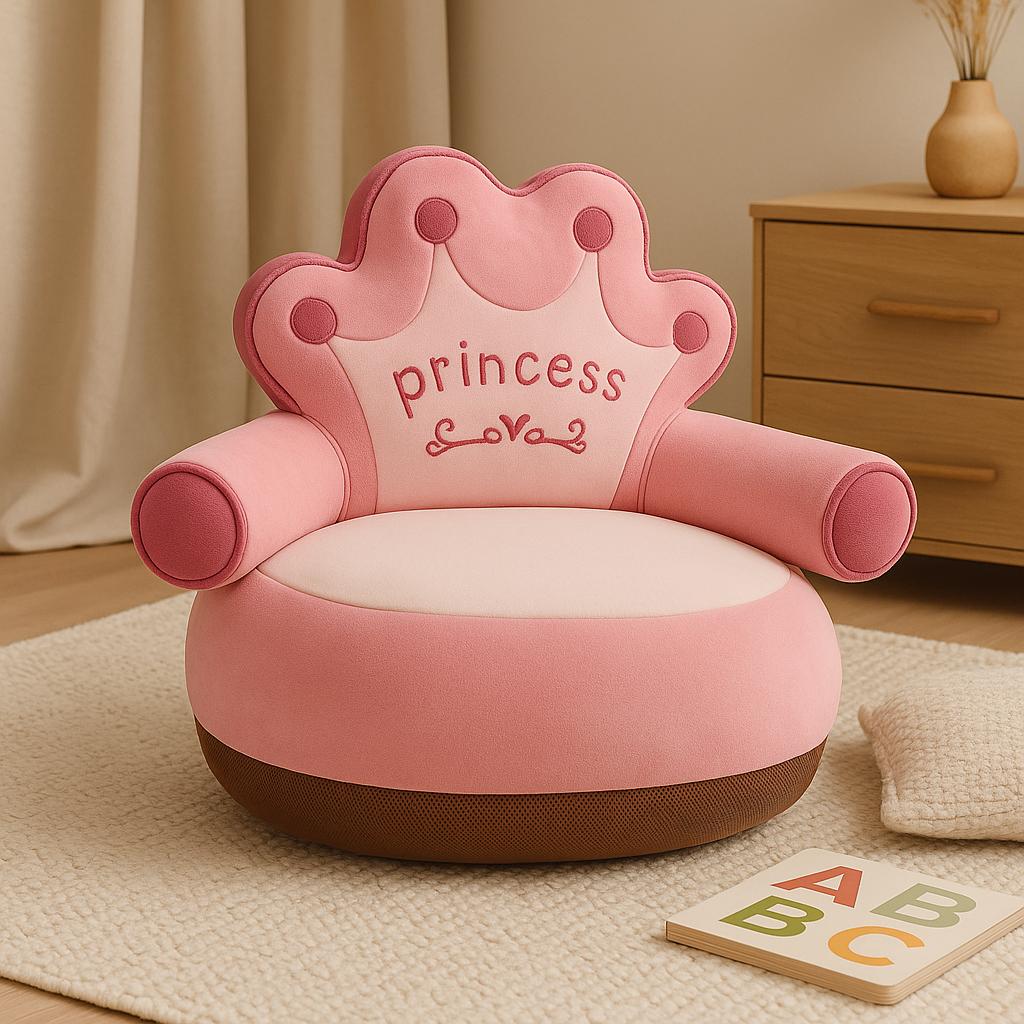 Fauteuil Royal Bébé Couronne Princesse Prince | Chaise en peluche Royal Baby - Canapé d'apprentissage doux 