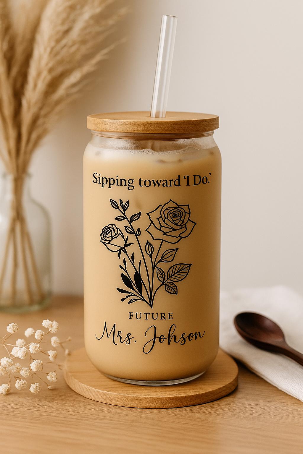 GOBELET VERRE PERSONNALISÉ | Design Floral 16oz | Glass Tumbler PAPICHA H