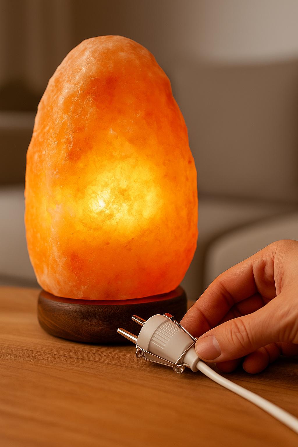 Lampe de sel naturelle de l'Himalaya en quartz rose et ambre – Lampe de roche en cristal sculptée à la main pour une détente zen 